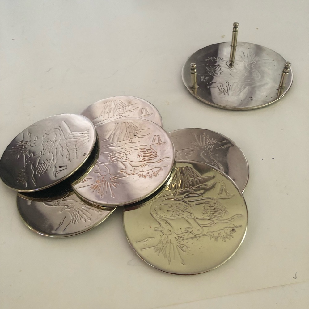 Silver Engraved Coasters Set - Picture 4 of 9
